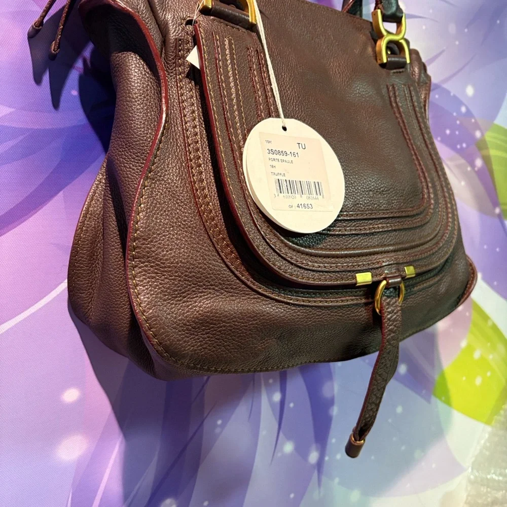 CHLOE MARCIE Dark Brown Leather HAND BAG - Picture 3 of 15